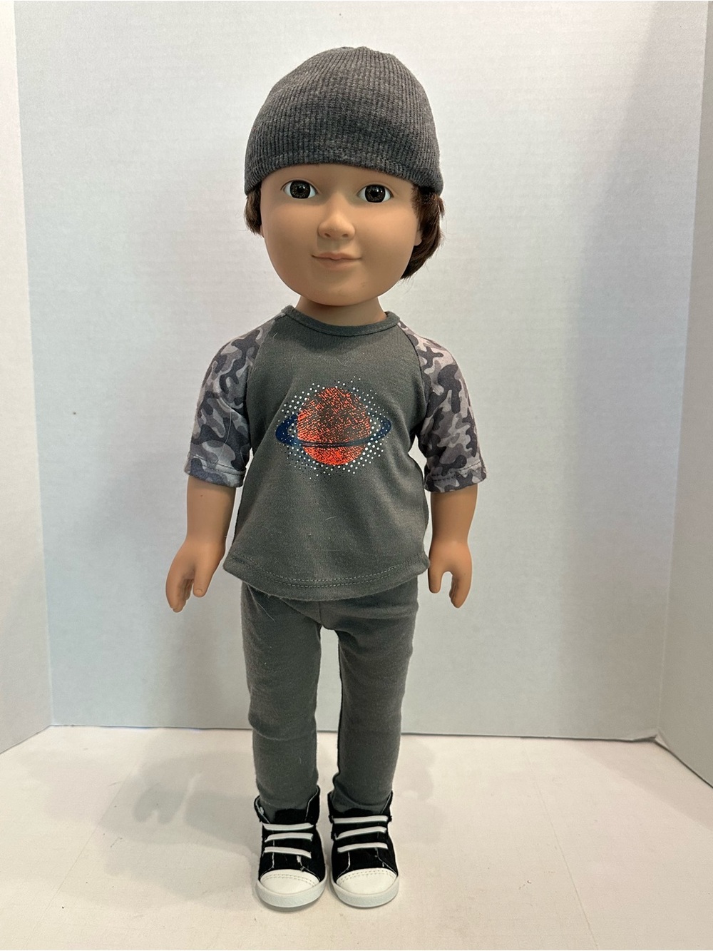 School Boy Doll and Outfit Set with Beanie and Sneakers 18 inches
